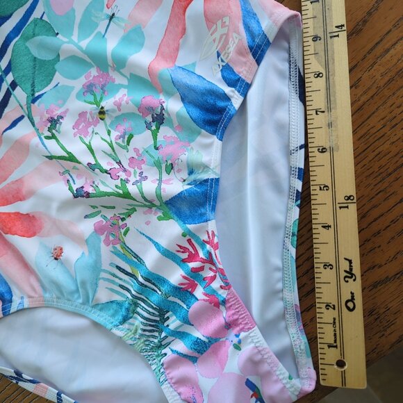 Axesea Women Floral Long Sleeve one piece Surf Swimsuit UPF 50+ Rash Guard Sz 10 - Picture 11 of 12